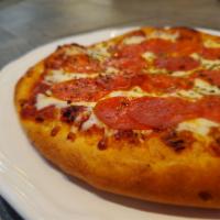 Pepperoni Pizza · House Made sauce, mozzarella, Pepperoni and oregano served on a 10