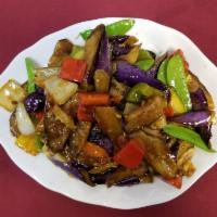 75. Eggplant with Garlic Sauce · Spicy.