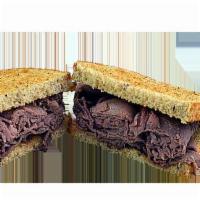 Roast Beef on NY Rye · Sandwich with thinly sliced beef that has been cooked over a dry heat. 