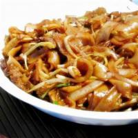 Chow Fun · Soft wide rice noodles stir-fried with julienned carrot, bean sprouts, white onions and scal...