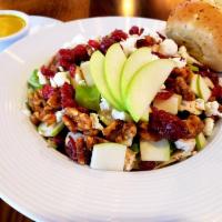 Orchard Chicken Salad  · Roasted chicken breast, Granny Smith apples, glazed walnuts, craisins, goat cheese, chopped ...