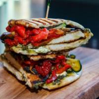 Chicken Lover · Grilled chicken breast, sweet bell pepper, sun-dried tomato, eggplant, zucchini, pesto vinai...