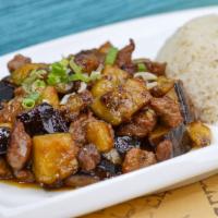 Maple and Eggplant Beef · Angus beef and eggplant in a maple sauce.