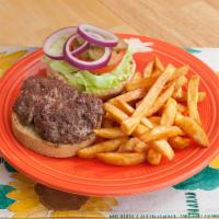 Just a Burger Lunch · 1/3 lb. ground beef patty lightly seasoned dressed with lettuce, onion, tomato and sliced di...