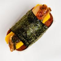 Unagi Tamago Spam Musubi · Japanese egg and eel spam musbi.