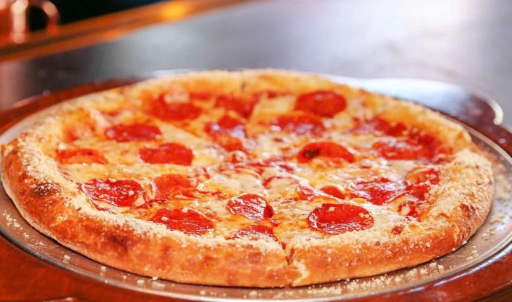 Pepperoni Pizza · Mozzarella and pepperoni.