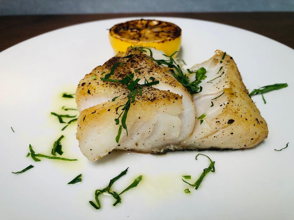 Simply Grilled Cod · olive oil, parsley & charred lemon