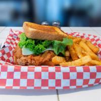 Rena's Favorite Chicken Fried Sandwich · Hand battered chicken breast, topped with Swiss cheese, lettuce, tomato and spicy mayonnaise...
