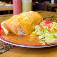 Big Burrito Smothered · Filled with your choice of meat, potatoes, beans and cheese, then smothered with green chili...