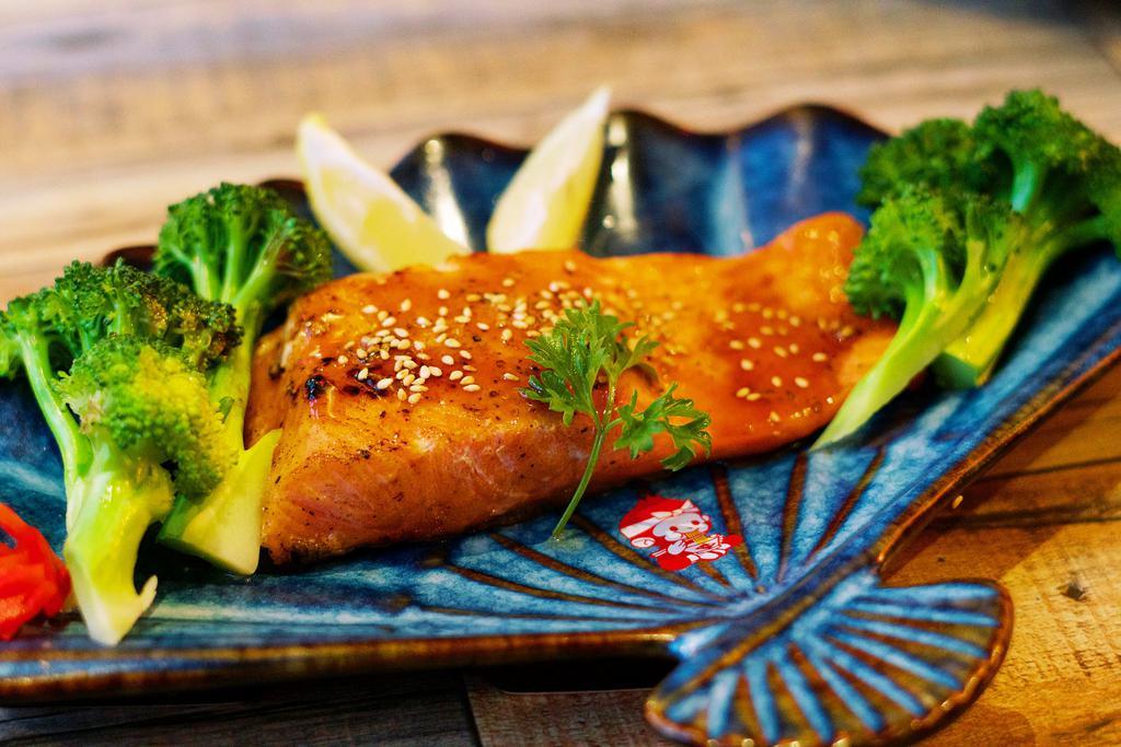 34. Salmon Teriyaki · Grilled teriyaki salmon fillet with housemade BBQ sauce
