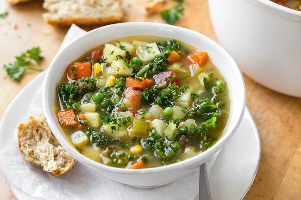 Vegetable Soup · Mix vegetables simmered with vegetable broth, hint of curry sauce, and house spices.