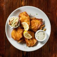 Fish & Chips · Your Choice of cod or halibut, hand-dipped in our housemade batter and golden-fried. Served ...