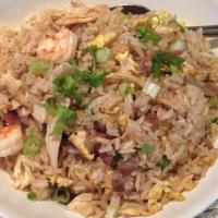 Emperor's Fried Rice · BBQ pork, shrimp, natural chicken, edamame, scallions, stir fried egg.