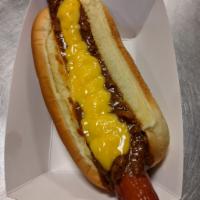 Chili Cheese Dog · All-beef chili with cheese sauce.
