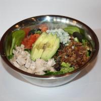 Willie's Green Chop Salad Chicken · Chicken, avocado, bacon crumbles, blue cheese, tomato, and ranch.