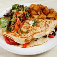 Zorba The Greek Crepe ·  Mozzarella & Feta Cheese, Eggplant, Roasted Red Peppers, Onions, Spinach, Tomatoes, Kalamat...