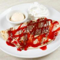 Strawberry Nutella  · Strawberries and Nutella topped with strawberry sauce.   Served with vanilla bean ice cream ...