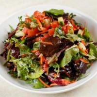 House Salad · DRESSING COMES ON THE SIDE

Mixed greens, cucumbers, carrots, tomatoes, and house vinaigrett...