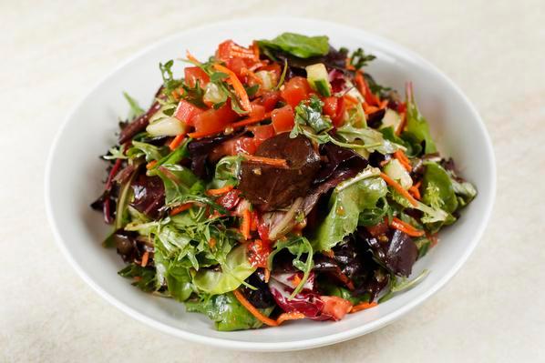 House Salad · DRESSING COMES ON THE SIDE

Mixed greens, cucumbers, carrots, tomatoes, and house vinaigrette.  