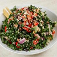 Mediterranean Salad  · DRESSING COMES ON THE SIDE

Kale, quinoa, red onions, Kalamata olives, tomatoes, cucumbers, ...