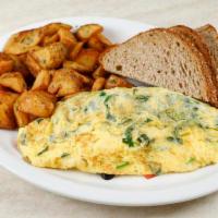 Castro Omelete · Three Eggs, Feta Cheese, Tomatoes, Spinach & Kalamata Olives

Served with choice of  Toast &...