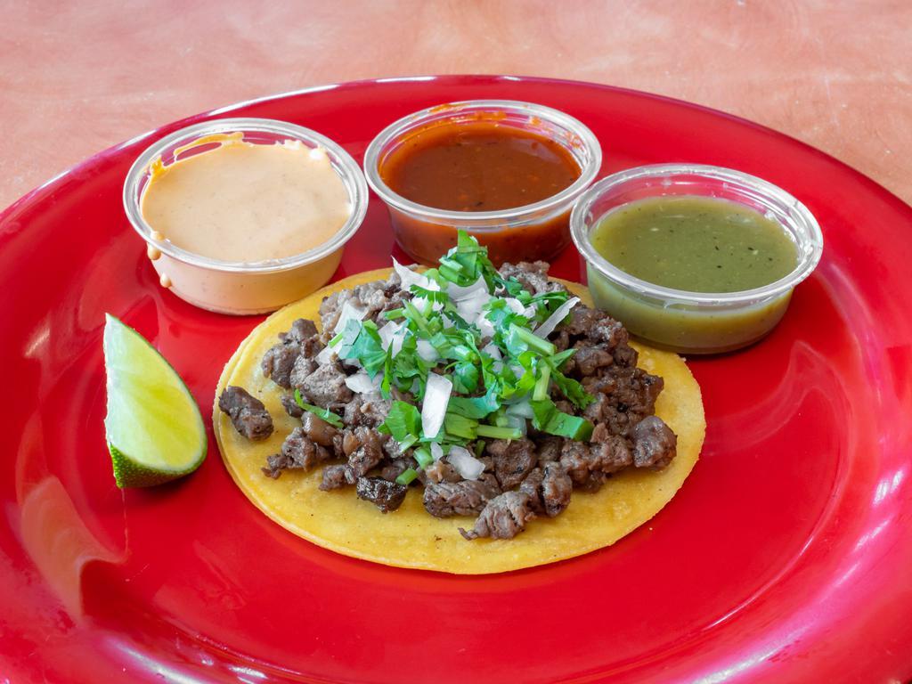 Soft Taco · Choice of Meat, onions and cilantro on corn tortilla