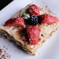 Port Tiramisu · Mascarpone Custard Layered w/ Whipped Cream, Kahlua Liquor, Coffee Soaked Ladyfingers