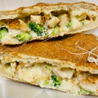 Chicken Broccoli with Alfredo Sauce Calzone · Comes with 2 sides of marinara.