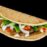Sarpino's Gyro · Juicy gyro meat, tomatoes, onions and green peppers, crisp romaine lettuce topped with cream...