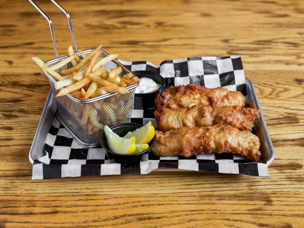 Fish & Chips Basket · Hand-battered cod fried to perfection served with french fries and tartar sauce.