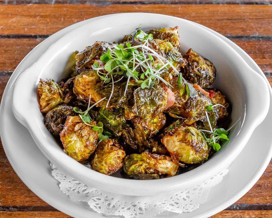 Brussels Sprouts · bacon, rosemary garlic olive oil