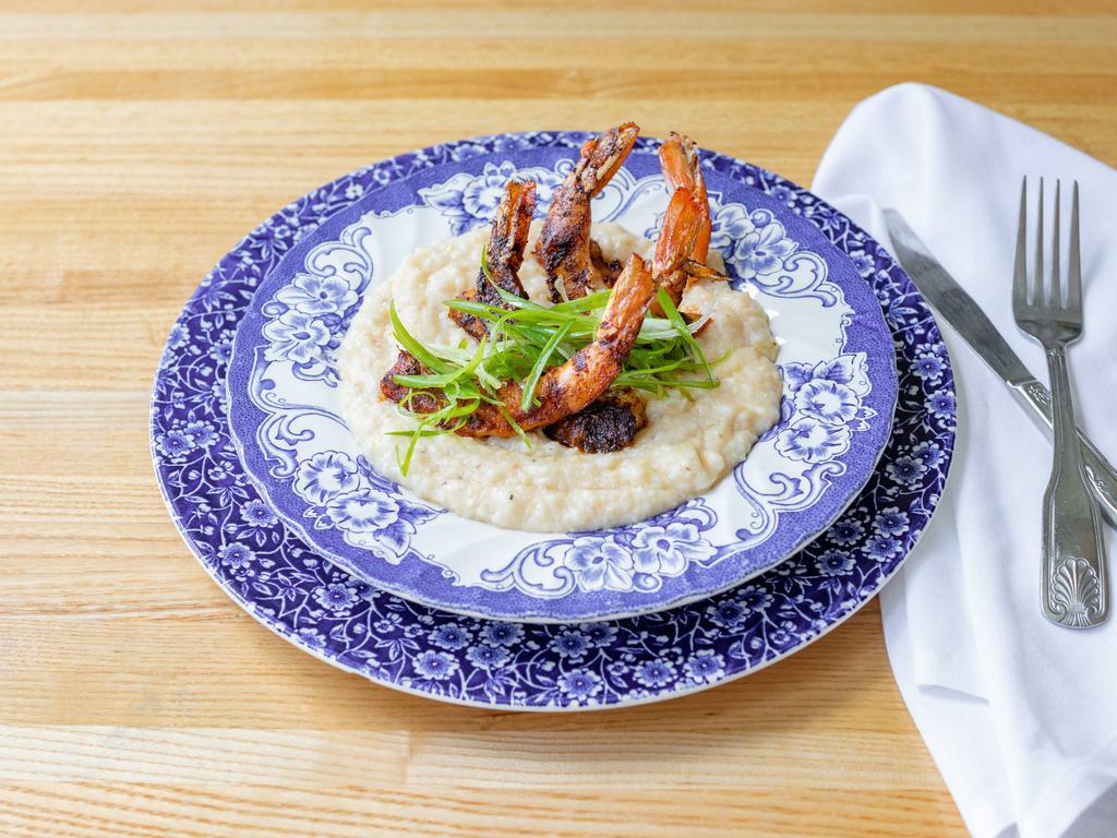 Shrimp & Grits  · Low Country Style Gulf Shrimp, Barton Springs Mill Grits, Green Onion