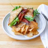 BLT Sandwich · Applewood smoked bacon, lettuce, tomatoes,and mayo, whole grain bread and house chips.