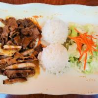 C5. Chicken & Beef Combo · Marinated chicken and beef grilled and served with our own homemade teriyaki sauce.