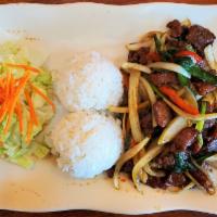 H5. Mongolian Beef or Chicken Special · Marinated Mongolian beef or chicken stir-fried with various vegetables and homemade spicy sa...