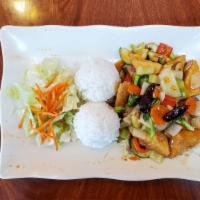 H11. Hot & Spicy Tofu Special · Fried tofu stir-fried in spicy house sauce with vegetables.