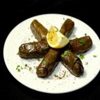 Grape Leaves · Stuffed with rice, tomatoes, onions, and olive oil.