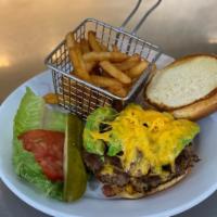 BURGER · Angus & Chuck 1/2Lb with Onion, Lettuce, Tomato & Pickle Served on Brioche. Served with Frie...