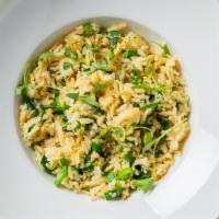 Garlic Chive Griddled Rice · snap pea, egg (gf)