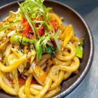 Yaki Udon · Stir Fried Udon Noodle / Cabbage / Scallions / Japanese Worchestire Sauce / Red Pickled Ging...