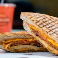Cheddar Chicken Melt · Grilled chicken,smoked bacon,tomato,caramelized onions, chipotle mayo & melted cheddaer chee...