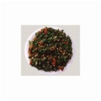 8 oz. Tabbouleh · Chopped parsley, tomatoes, onions and cracked wheat mixed with lemon juice and virgin olive ...