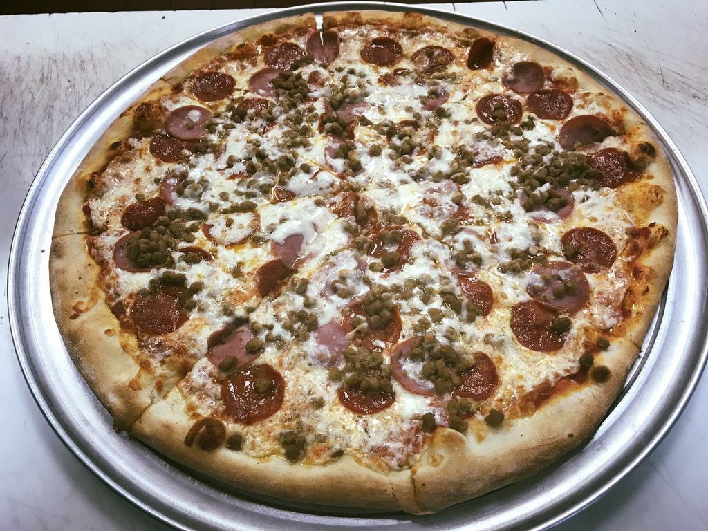 Meatlover's Pizza · Pepperoni, Canadian bacon, Italian sausage and hamburger.