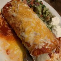 Wet Burrito · Green or red sauce and choice of chicken or beef. 