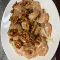 Honey Walnut Shrimp · Mayo and honey mixture gives this dish an amazing taste. Served with steamed rice.