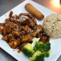 Glazed Sesame · Breaded and stir fried in a sweet sesame sauce served with steamed broccoli.