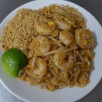 Pad Thai Shrimp · Rice noodles.