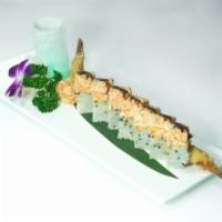 Chesapeake Roll · Deep fried. Shrimp tempura, avocado, cream cheese inside topped with snow crab, mayo and eel...