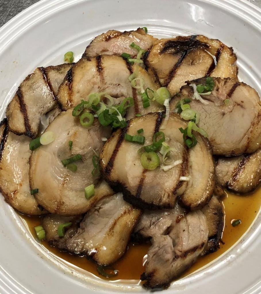 Chashu Pork Plate · Lightly grilled thinly sliced pork belly drizzled with house special sauce. 