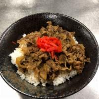 Gyu Don  · Bowl of rice, topped with thinly sliced beef and onions, cooked in house special sweet soy s...